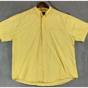 Eddie Bauer Extra Large (XL) Yellow Cotton Short Sleeve Button Up Polo Shirt